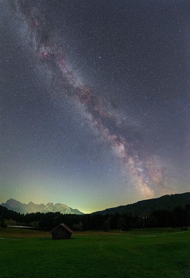 Milky Way over a meadow, Bavaria, Germany