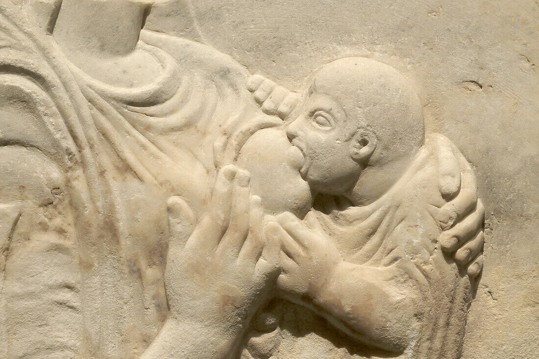 Grave stele of a woman breastfeeding