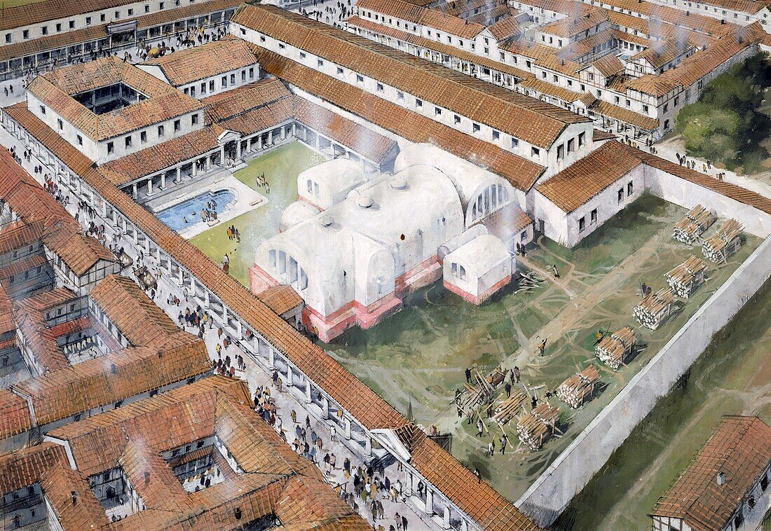 Baths, Wroxeter Roman City, Shropshire, illustration