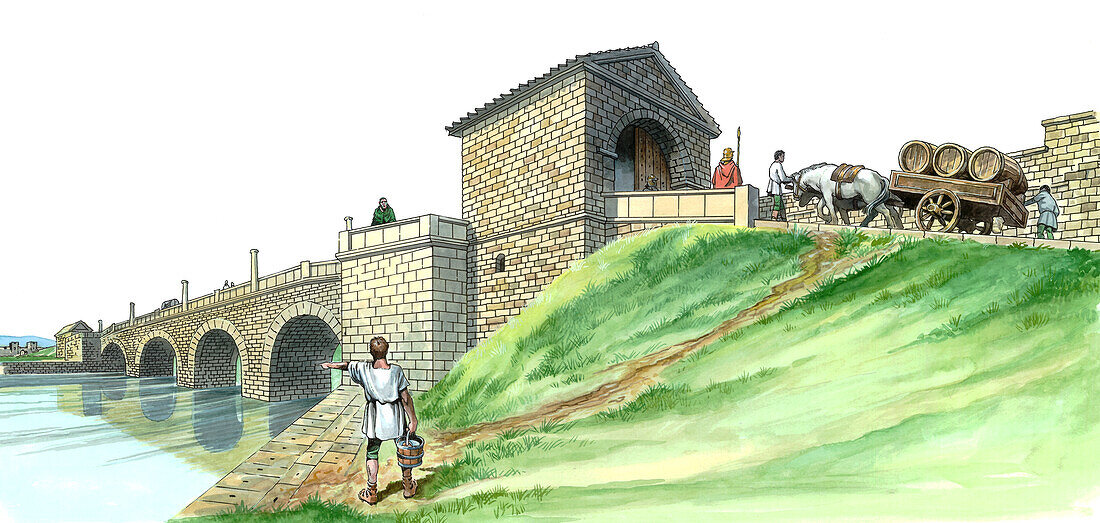Hadrian's Wall Chesters Bridge Abutment, illustration