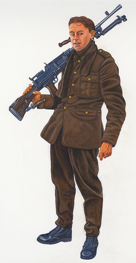 Second World War gunner, illustration