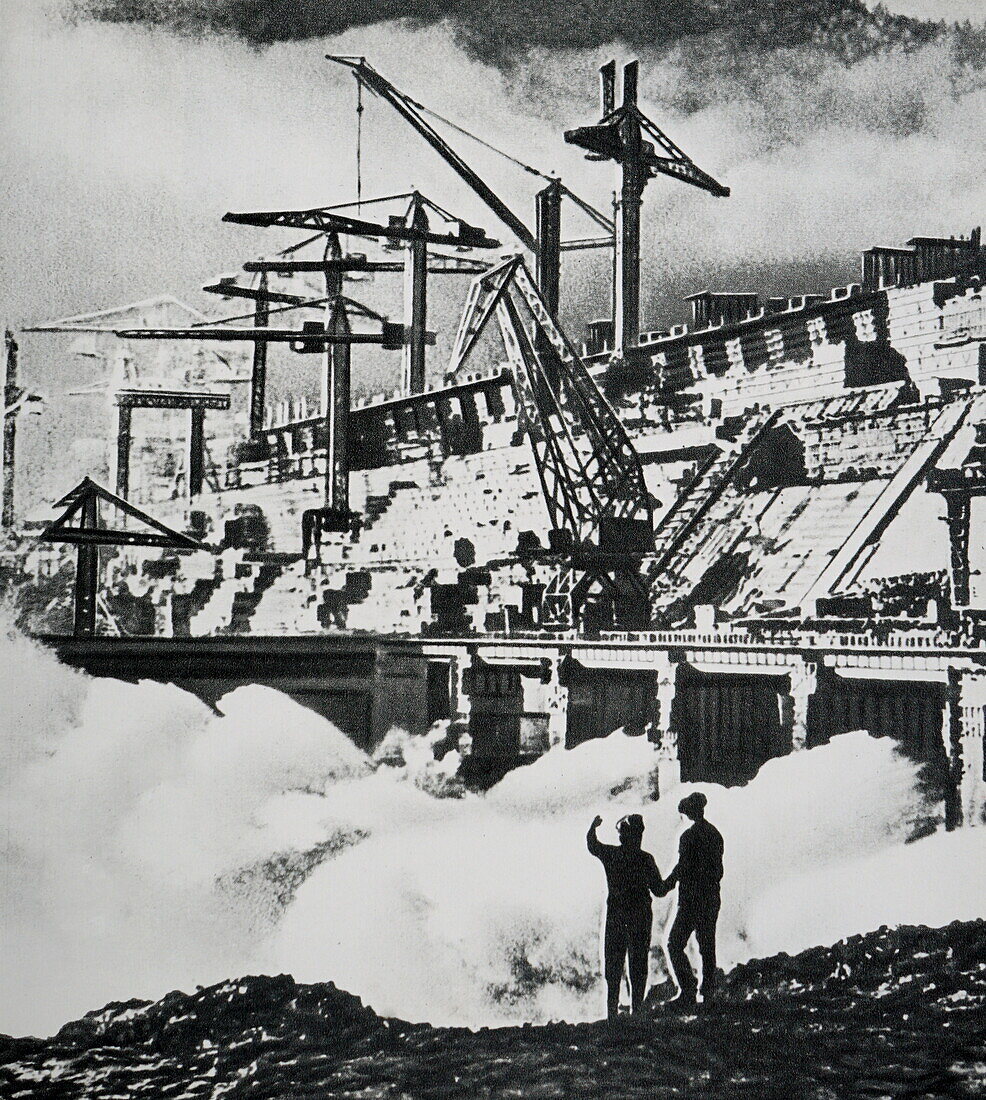 Hydroelectric dam construction, USSR, 1960s