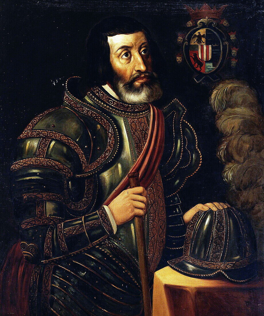 Hernan Cortes, Spanish Conquistador, illustration