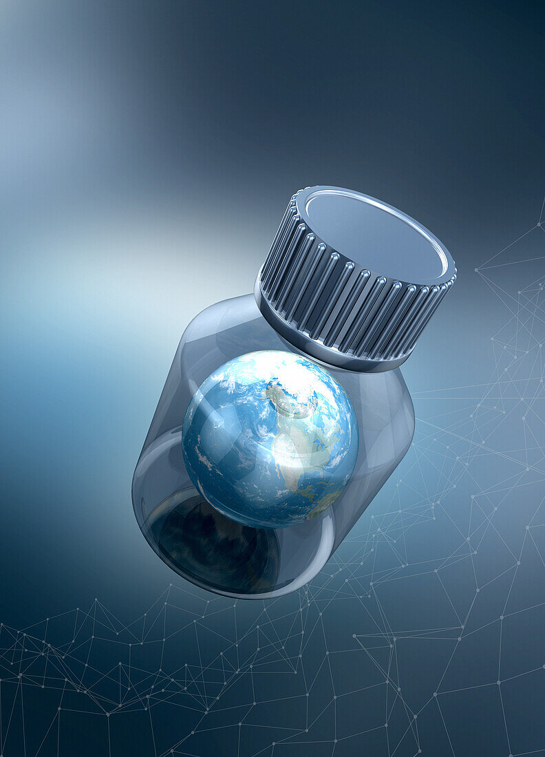 Global pharmaceutical industry, conceptual illustration