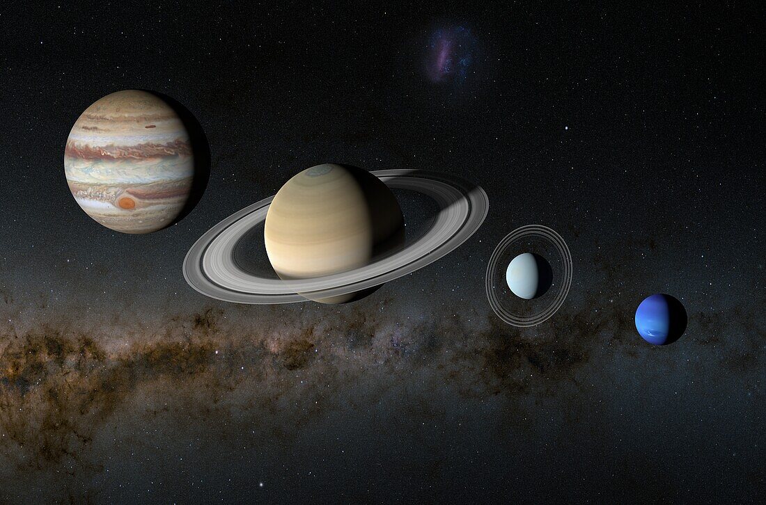 Solar System gas planets, illustration