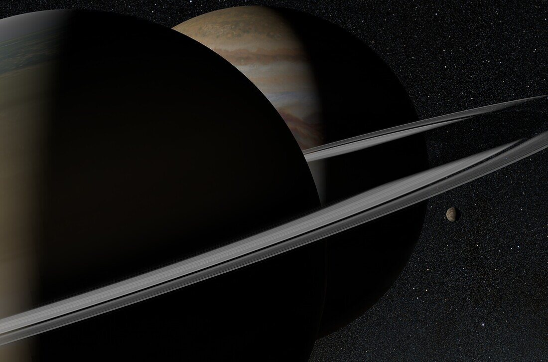 Solar System gas giant planets, illustration