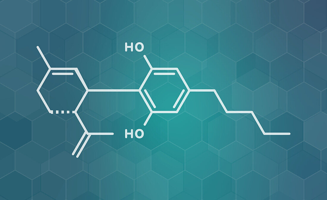 CBD cannabis molecule, illustration