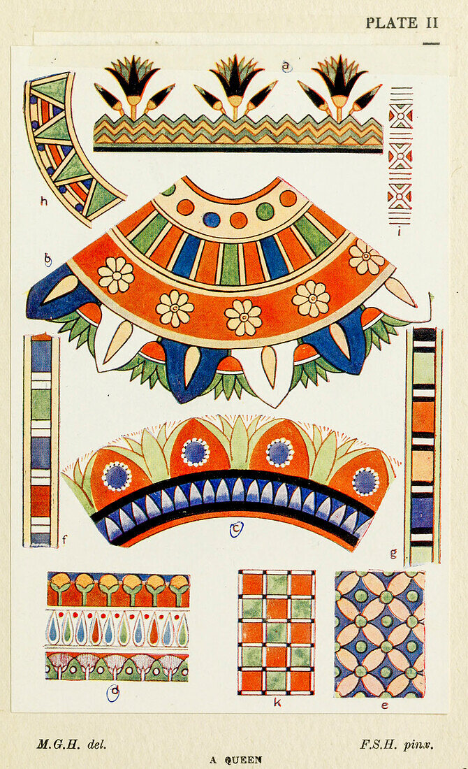 Details of Egyptian Queen's decorations, illustration