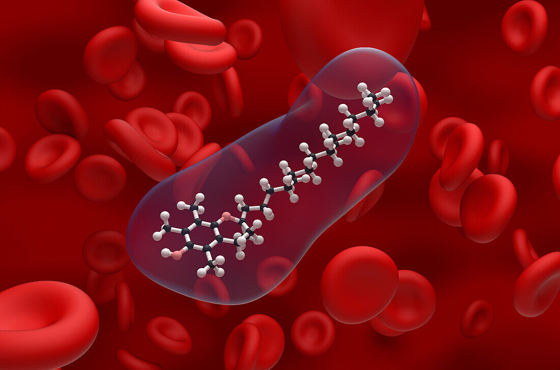Vitamin E molecule, illustration