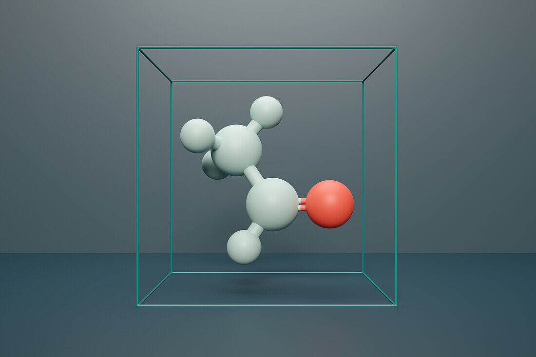 Acetaldehyde molecule, illustration