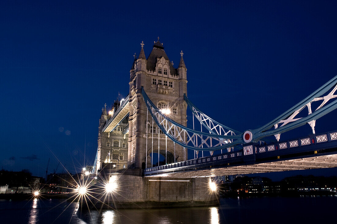 Tower Bridge, London, UK, at night