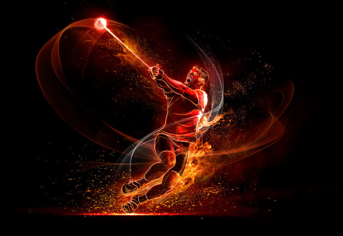 Flame outline of hammer thrower, illustration