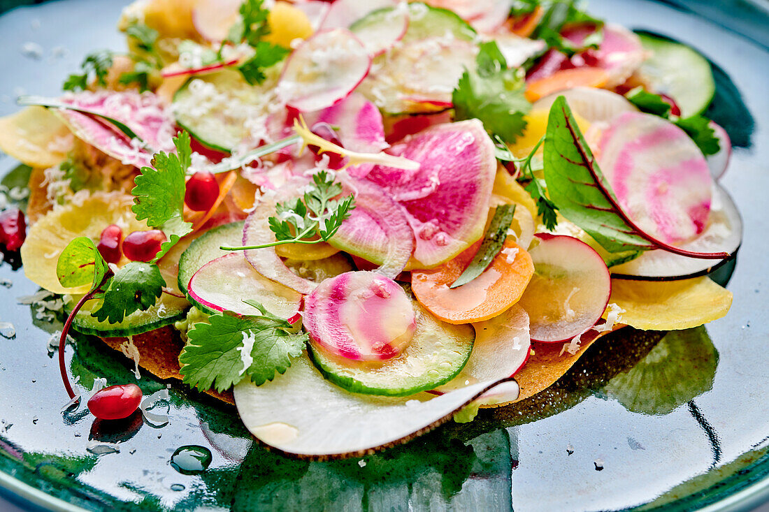 Colourful vegetable carpaccio