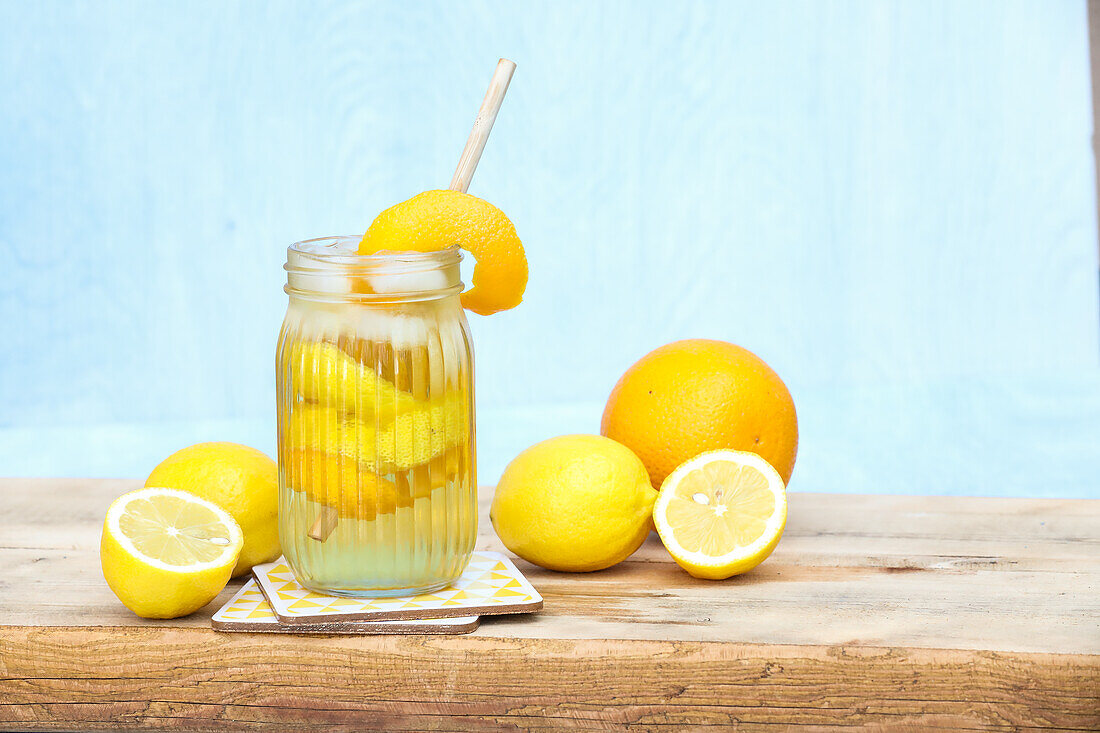 Citrus fruit tea with lemon balm