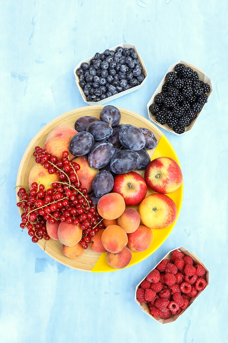 Fresh stone fruit and berries