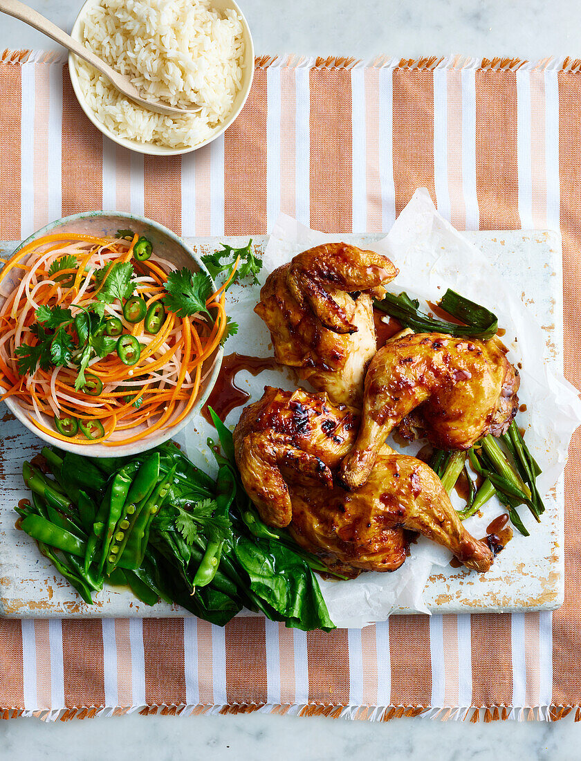 Butterfly chicken with ginger and soya sauce