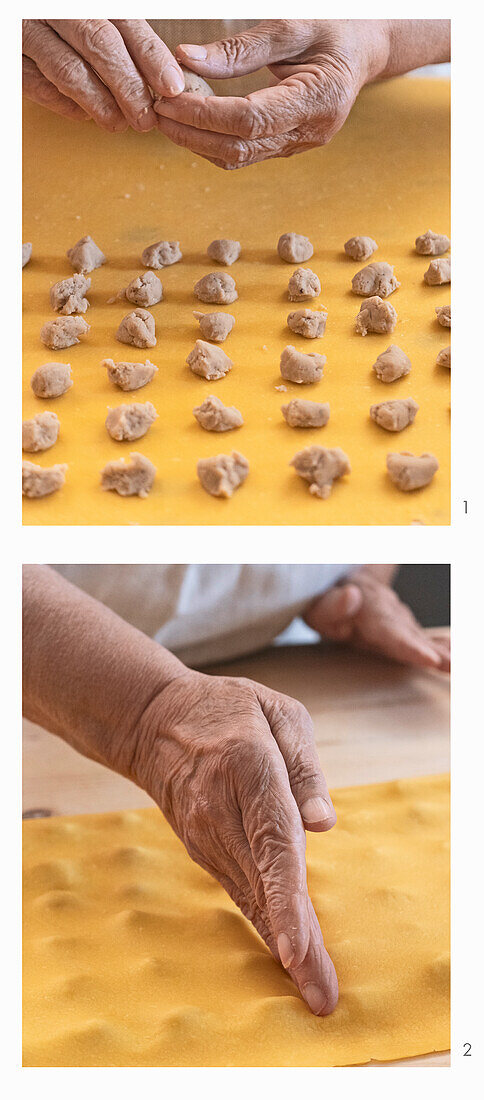 Hausgemachte Tortellini mit Fleischfüllung