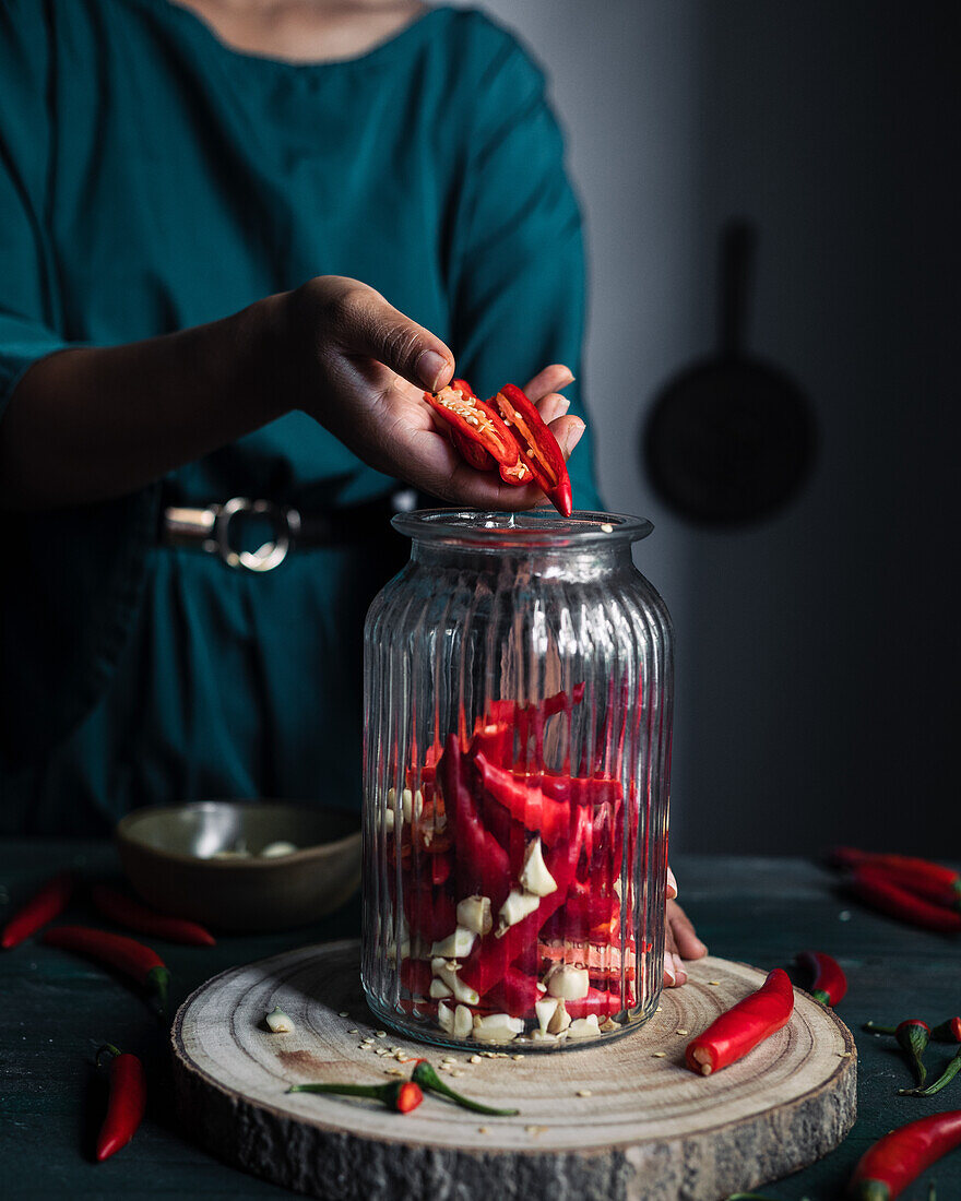 Prepare Sriracha sauce - add chilli peppers