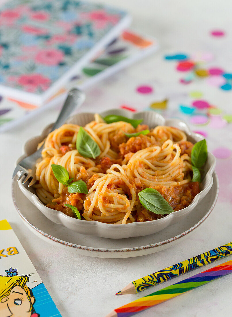 Tomaten-Linsen-Spaghetti