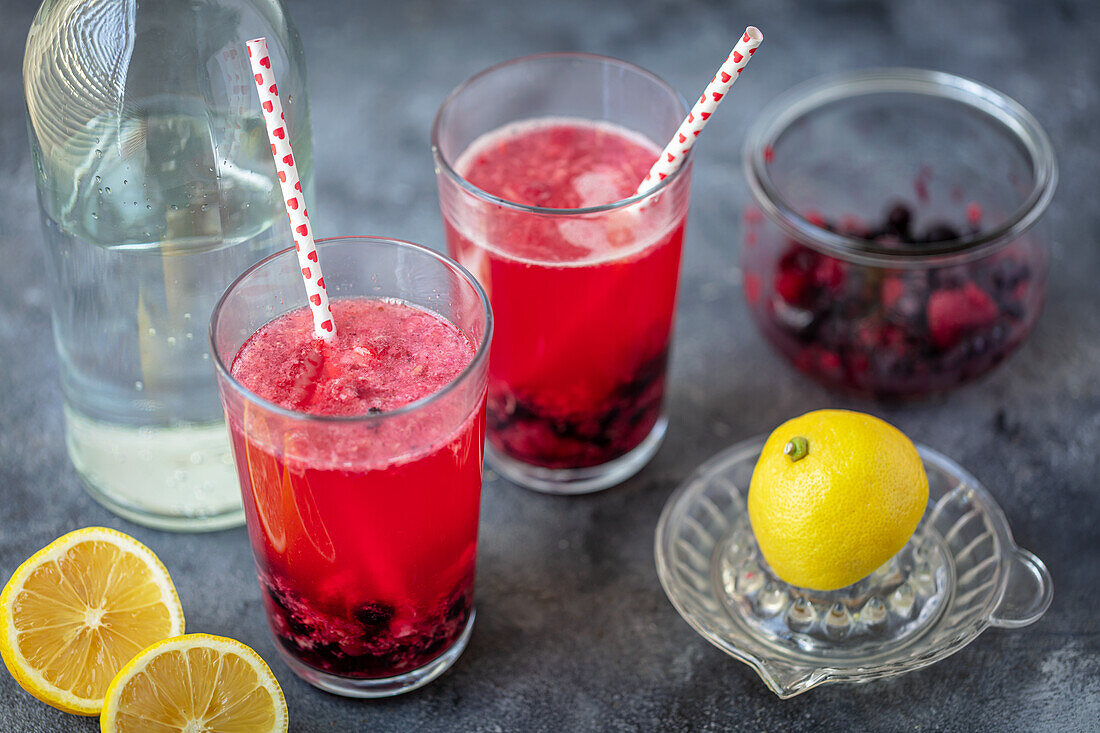 Red lemonade with berries
