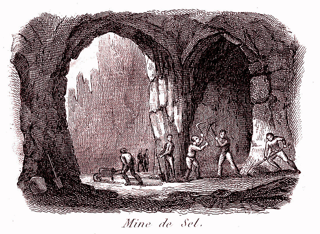 Salt mine, 19th century illustration