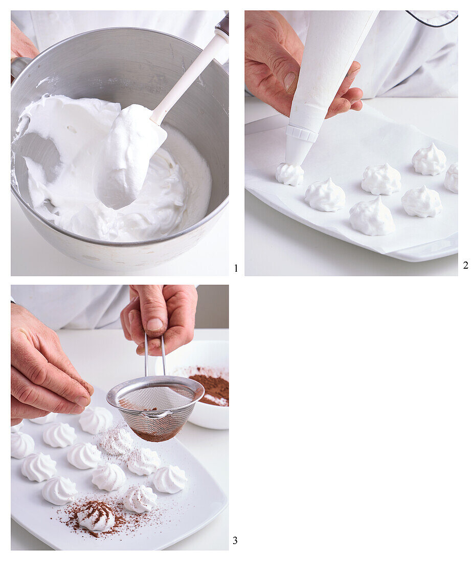 Cocoa meringue dots