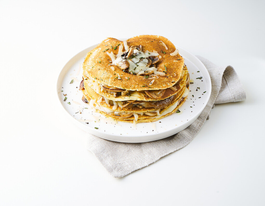 Crêpes with Montasio and mushrooms