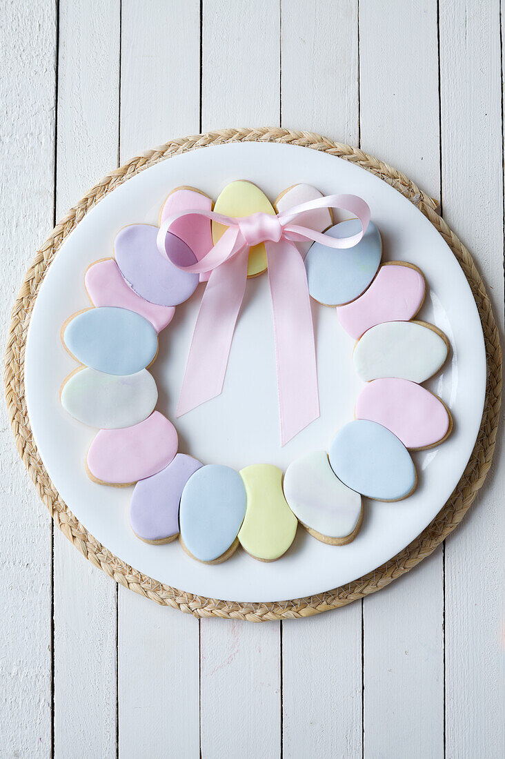 Easter egg cookie wreath