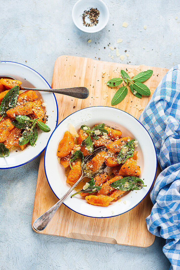 Sweet potato gnocchi with butter and crispy sage