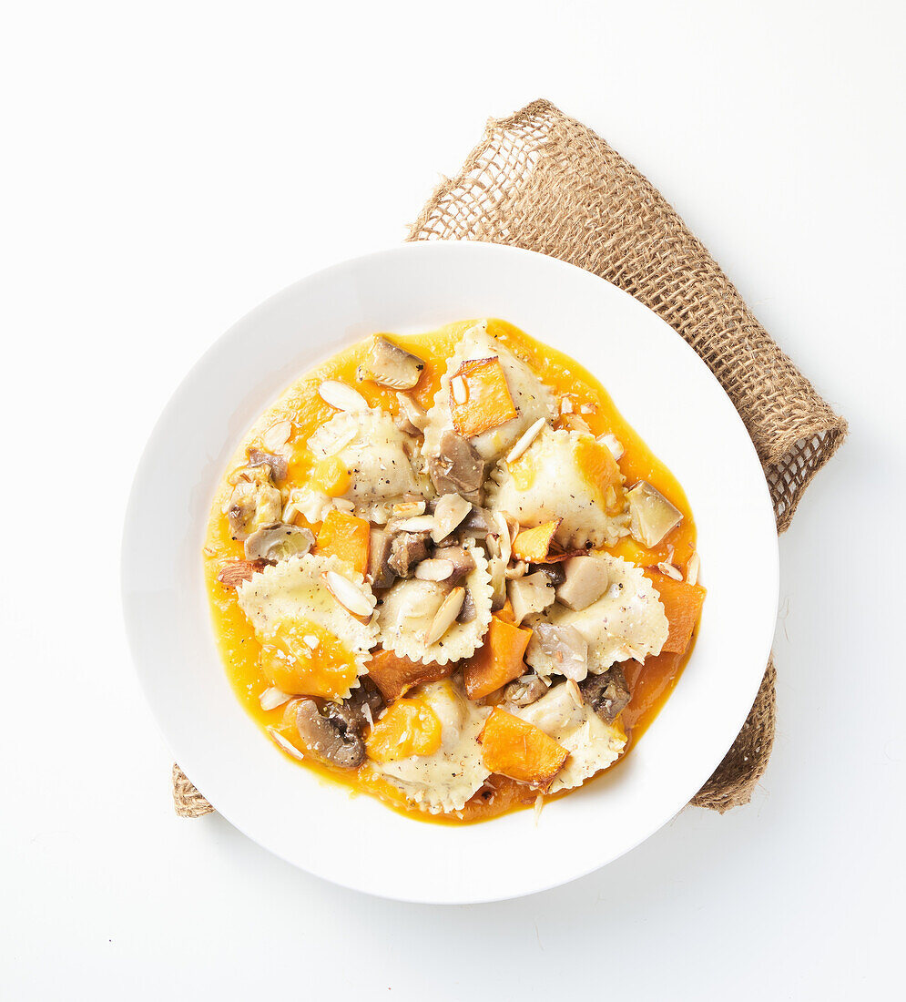 Potato tortelli with pumpkin and porcini mushrooms
