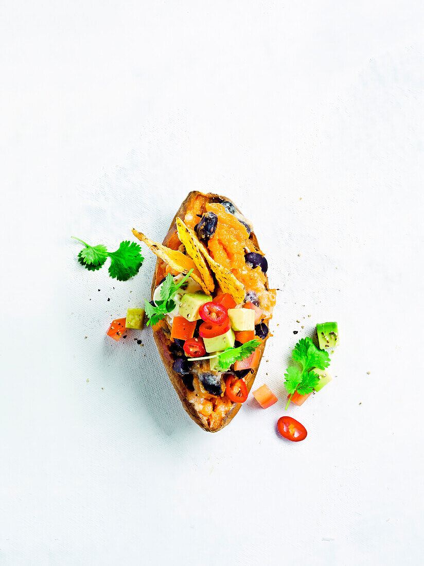 Roasted sweet potato with nachos