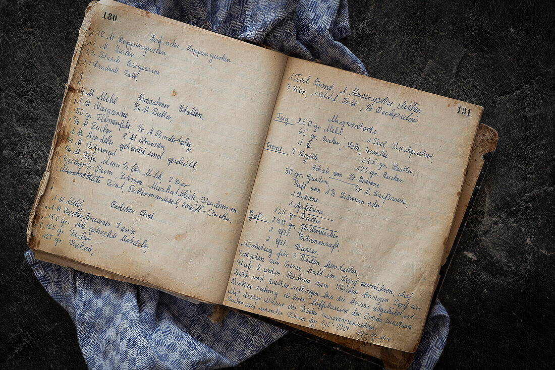 Old handwritten recipe book
