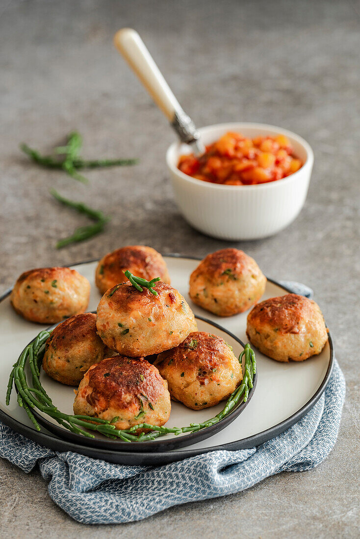 Fischfrikadellen mit Kürbischutney