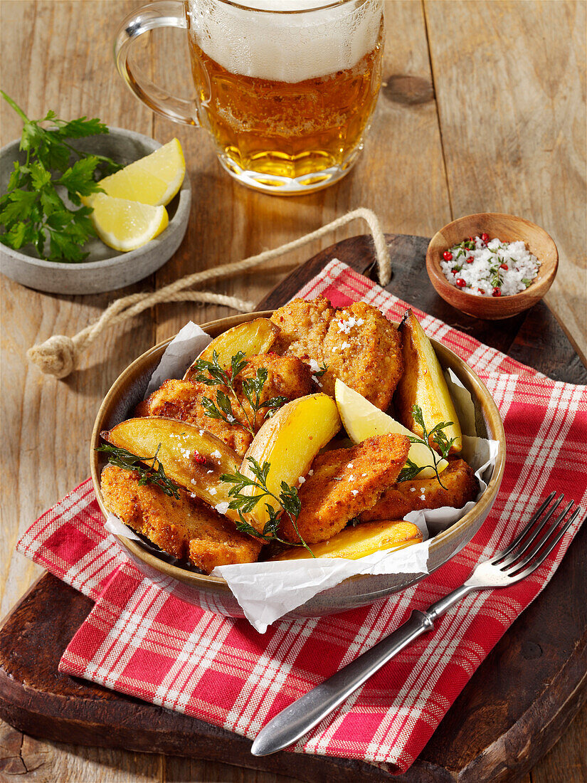 Pork escalope with potato salad