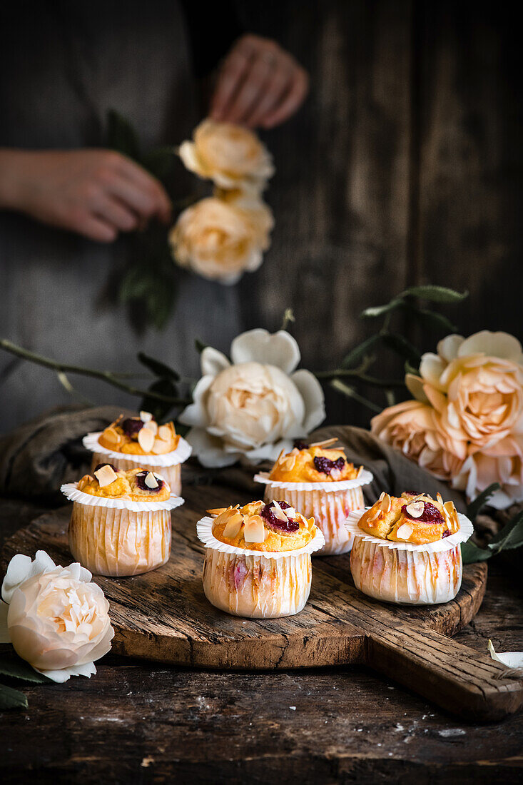 Cherry and almond muffins