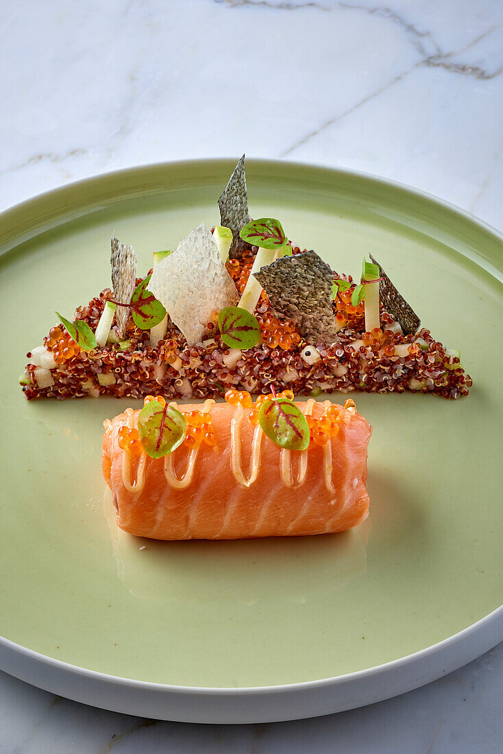 Salmon and quinoa risotto slice