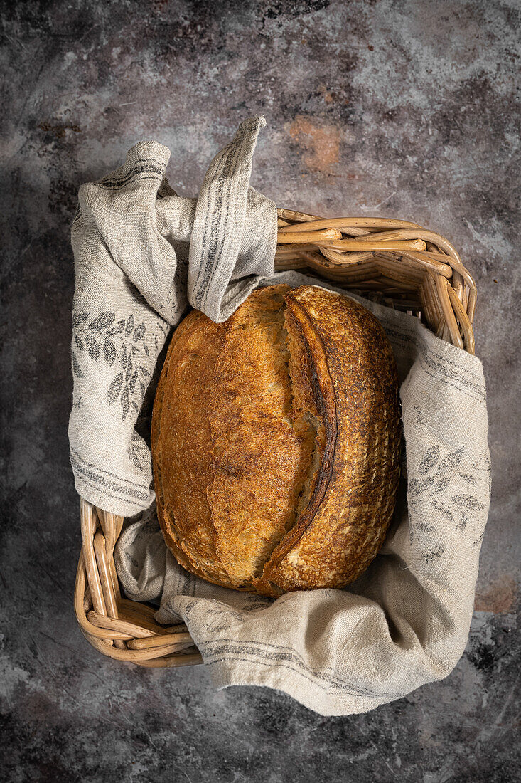 Sourdough bread in a basket