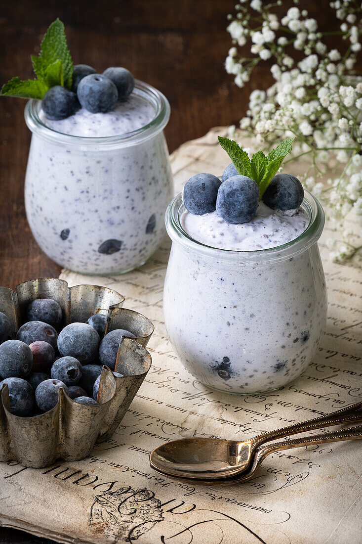 Blueberry and chia pudding