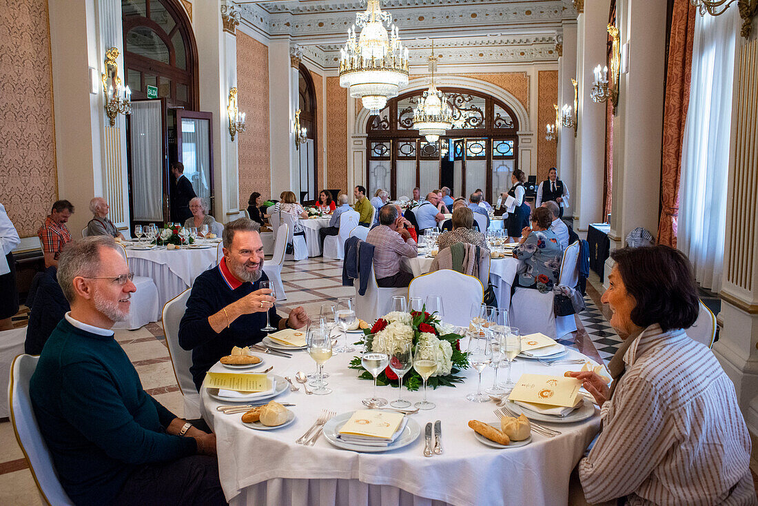 Restaurant of The Alfonso XIII Hotel is the most expensive and elegant hotel in town, Seville Andalucia Spain