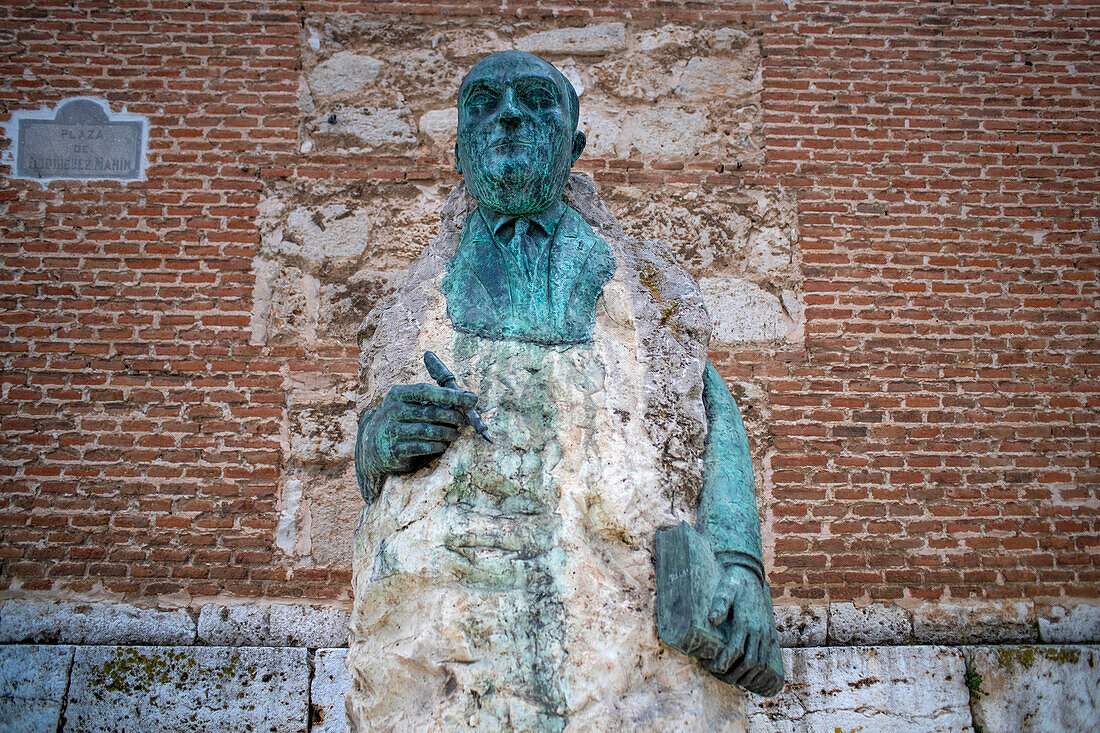 Sculpture of the spanish writer Luis Astrana 1997 in Alcala de Henares Madrid province Spain.