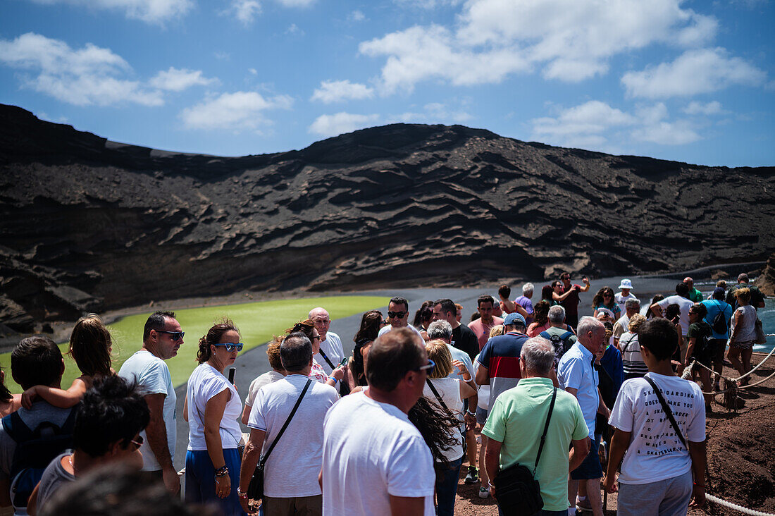 Green lagoon or Charco de los Clicos in Lanzarote, Canary Islands, Spain