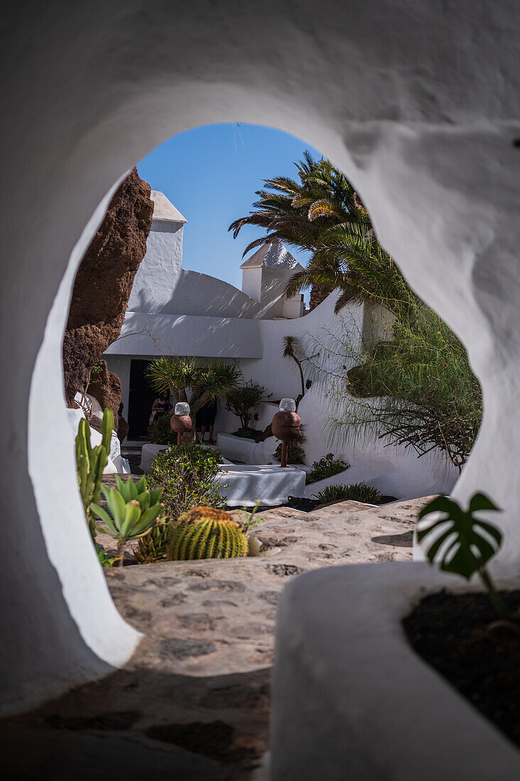 The Lagomar Museum, also known as Omar Sharif's House, unique former home incorporating natural lava caves, now a restaurant, bar & art gallery in Lanzarote, Canary Islands, Spain