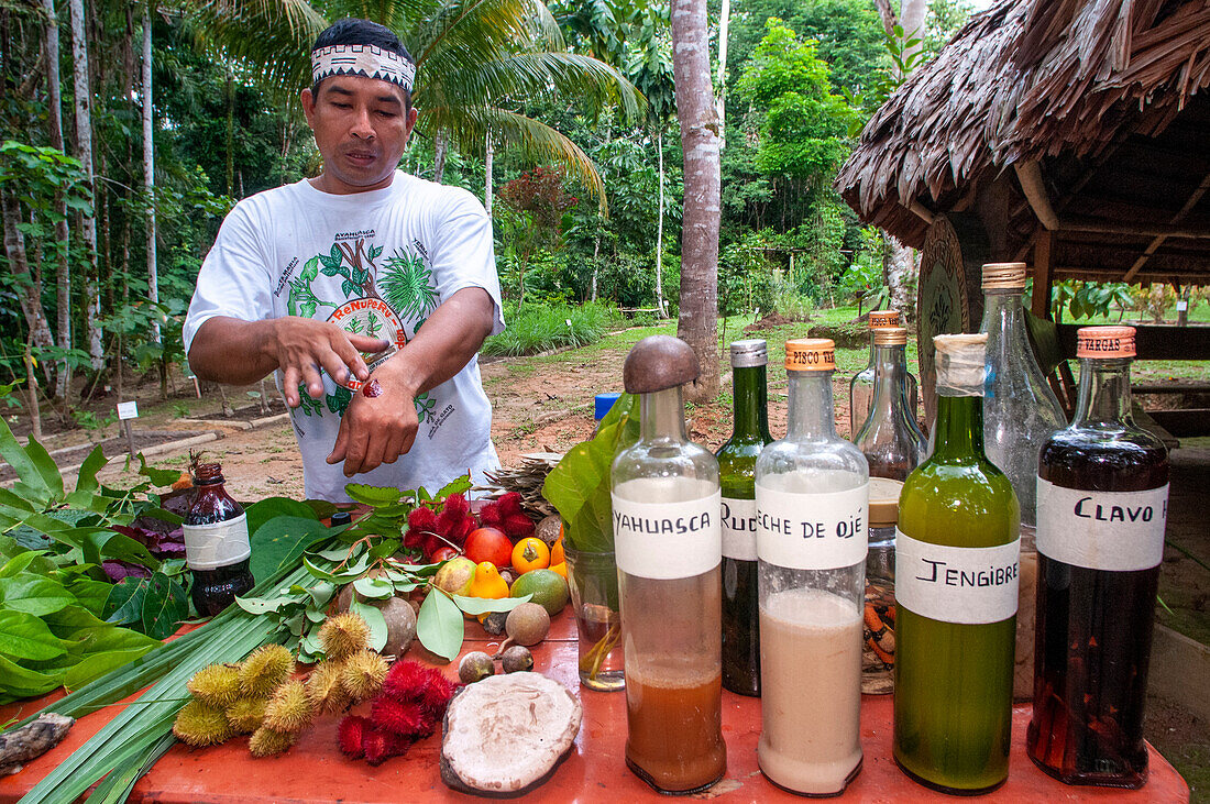 Local ayahuasca shaman in near the town of Indiana, Iquitos, Loreto, Peru.