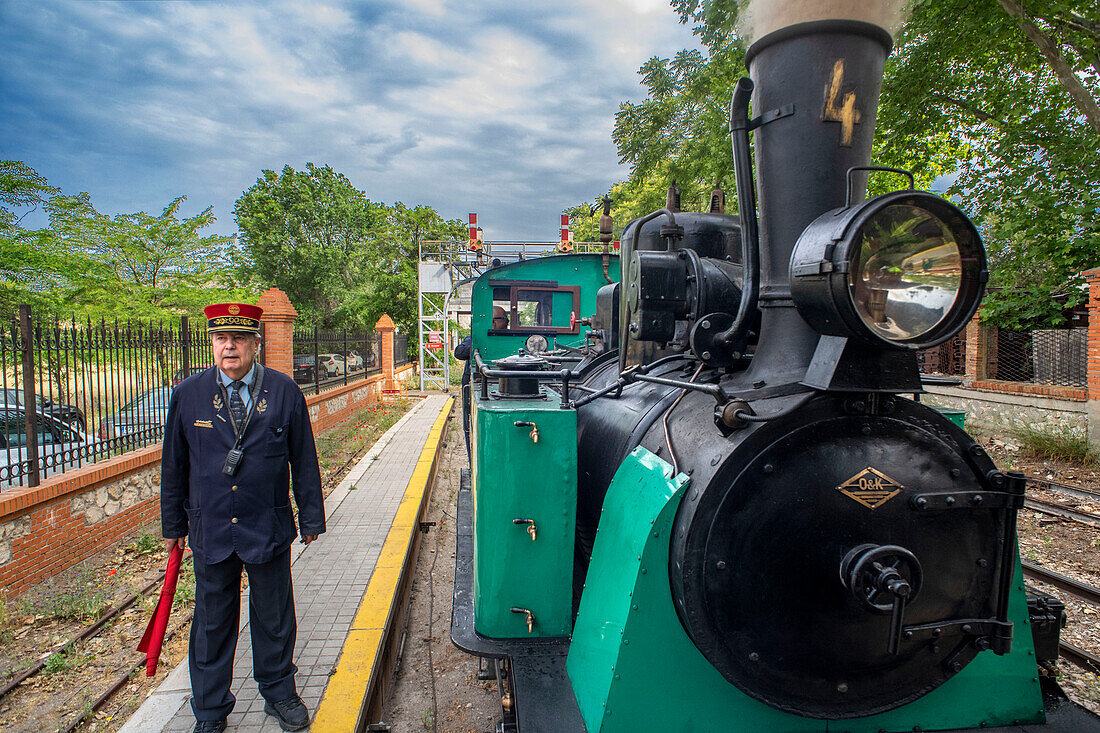 Aliva nº 4 locomotive in the El Tren de Arganda train or Tren de la Poveda train in Arganda del Rey, Madrid, Spain.