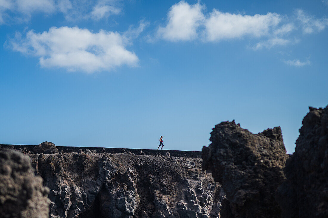 The lava cliffs of Los Hervideros in Lanzarote, Canary Islands, Spain