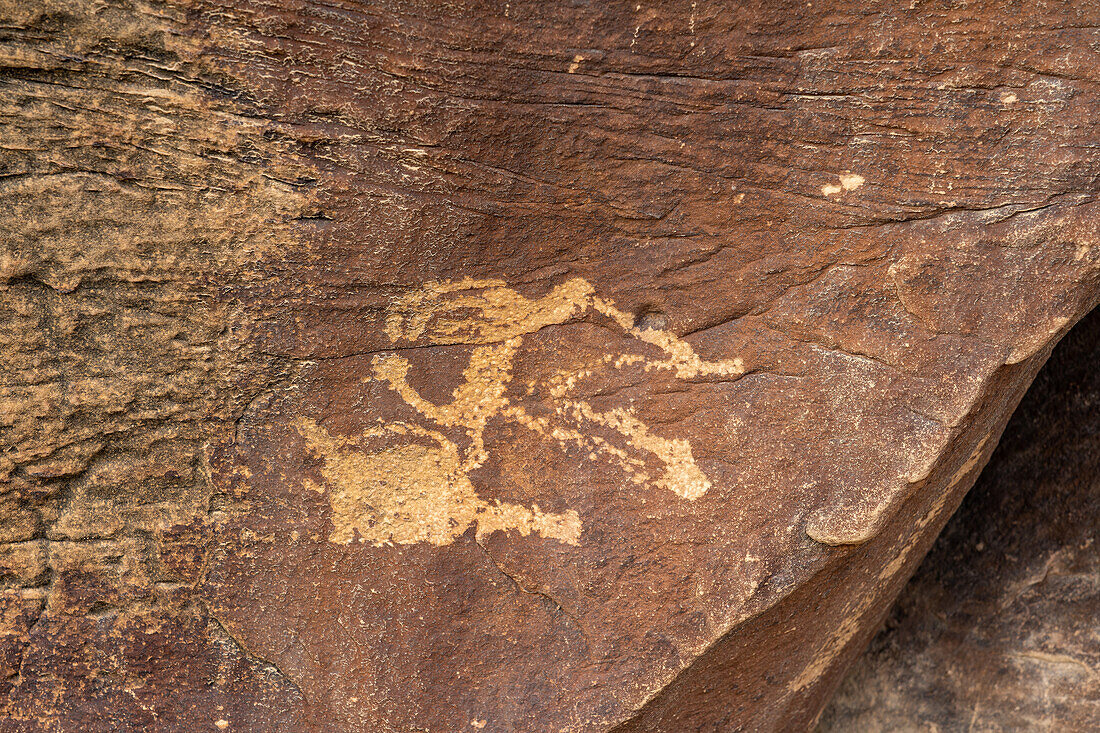 A pre-Hispanic Native American petroglyph rock art panel in Nine Mile Canyon in Utah.
