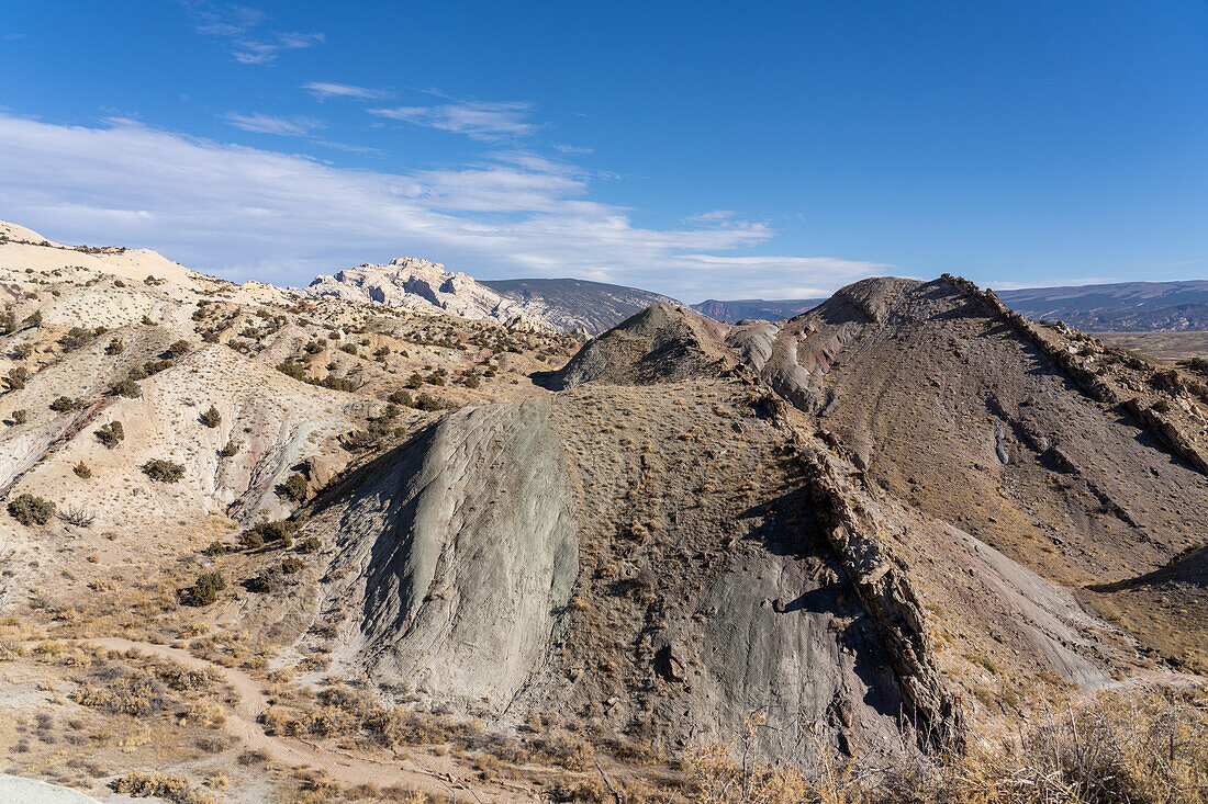 Morrison Formation sandstone, Split Mountain & anticline ridges in Dinosaur National Monument near Jensen, Utah.