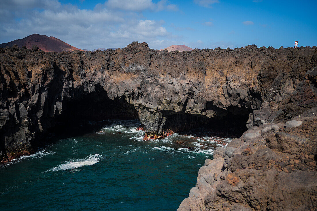 The lava cliffs of Los Hervideros in Lanzarote, Canary Islands, Spain