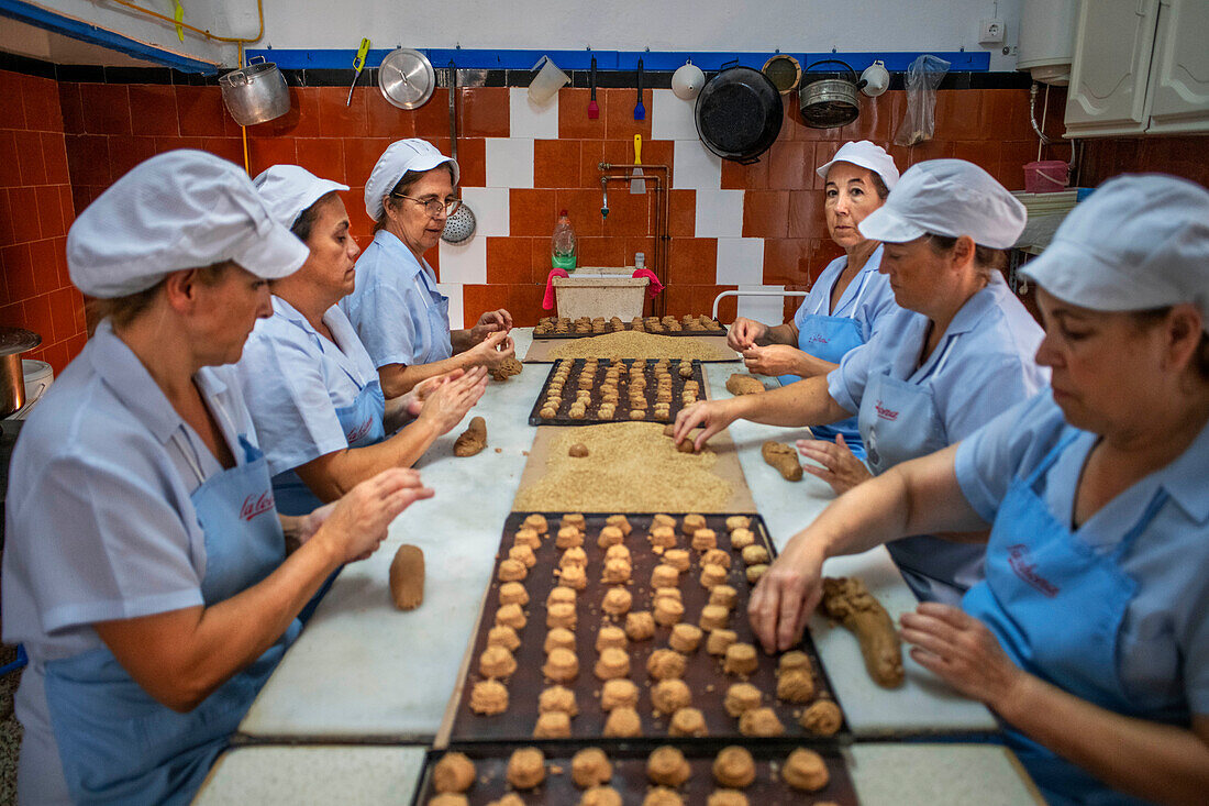 La Colchona in Estepa Andalusia, Spain Artisan shop of handmade Mantecados y Polvorones, Spanish Christmas sweet made from flour and almonds.