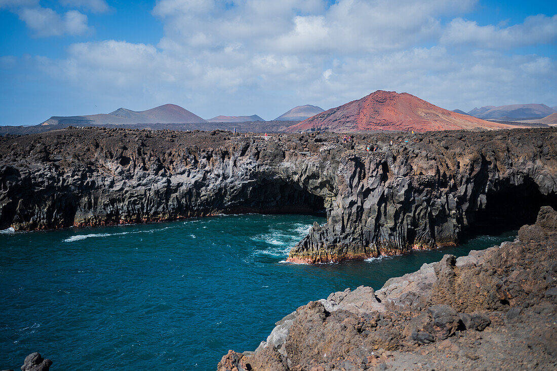 The lava cliffs of Los Hervideros in Lanzarote, Canary Islands, Spain